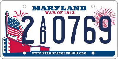 MD license plate 2AD0769
