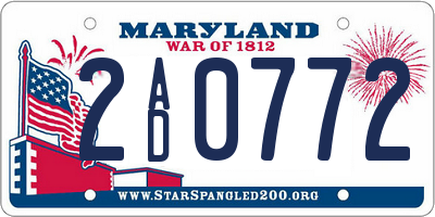 MD license plate 2AD0772