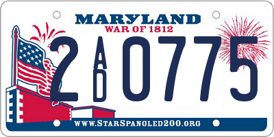 MD license plate 2AD0775