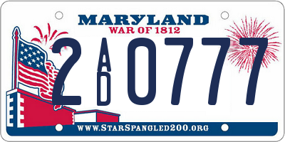 MD license plate 2AD0777