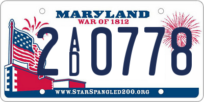 MD license plate 2AD0778