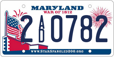 MD license plate 2AD0782