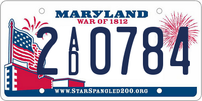 MD license plate 2AD0784