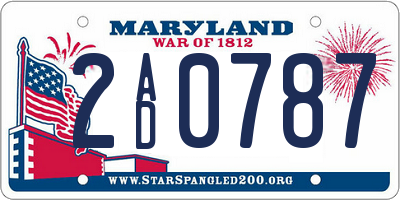MD license plate 2AD0787