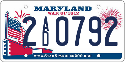 MD license plate 2AD0792