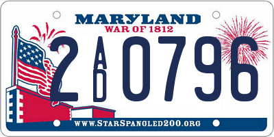 MD license plate 2AD0796