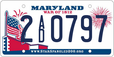 MD license plate 2AD0797