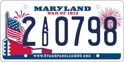 MD license plate 2AD0798