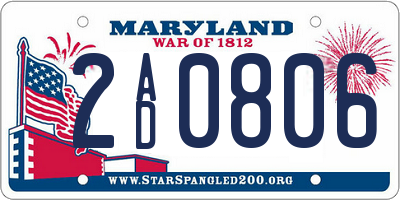 MD license plate 2AD0806
