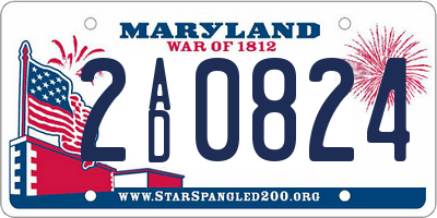 MD license plate 2AD0824