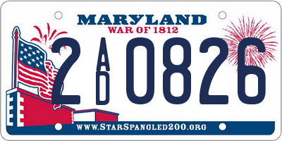 MD license plate 2AD0826