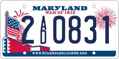 MD license plate 2AD0831
