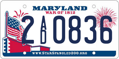 MD license plate 2AD0836