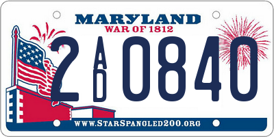 MD license plate 2AD0840