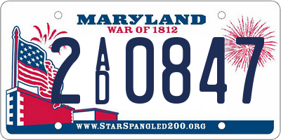 MD license plate 2AD0847