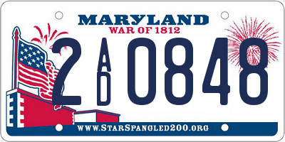 MD license plate 2AD0848