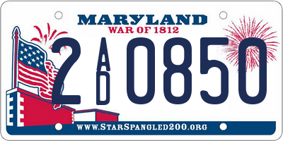 MD license plate 2AD0850