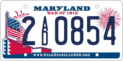 MD license plate 2AD0854
