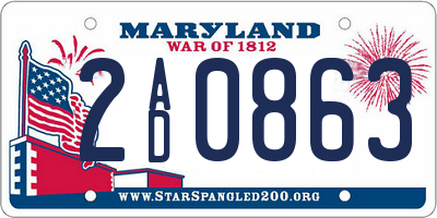 MD license plate 2AD0863