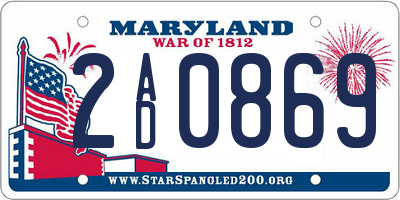 MD license plate 2AD0869