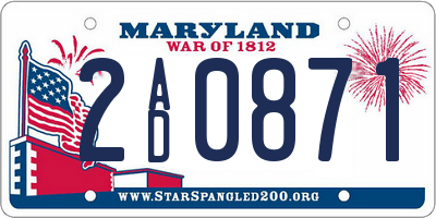 MD license plate 2AD0871