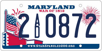 MD license plate 2AD0872