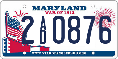 MD license plate 2AD0876