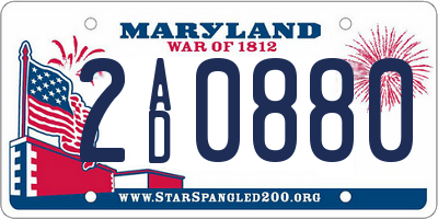 MD license plate 2AD0880