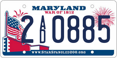 MD license plate 2AD0885