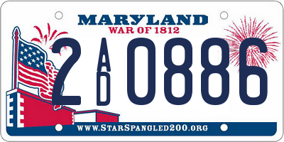 MD license plate 2AD0886