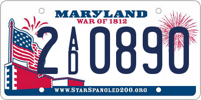 MD license plate 2AD0890