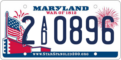 MD license plate 2AD0896