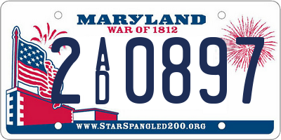 MD license plate 2AD0897