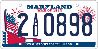 MD license plate 2AD0898