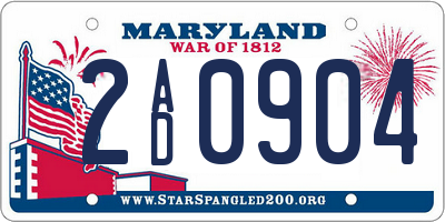 MD license plate 2AD0904