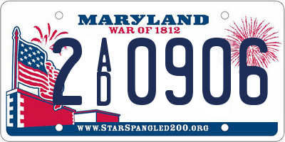 MD license plate 2AD0906