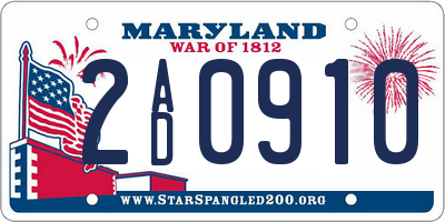 MD license plate 2AD0910