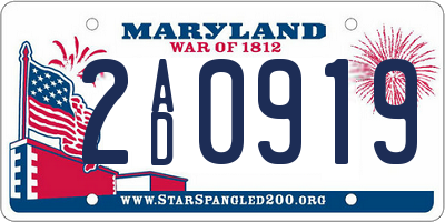 MD license plate 2AD0919