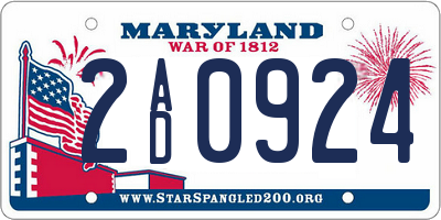 MD license plate 2AD0924
