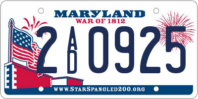 MD license plate 2AD0925