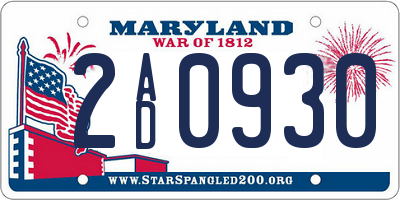 MD license plate 2AD0930