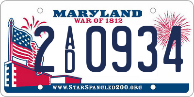 MD license plate 2AD0934