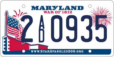 MD license plate 2AD0935