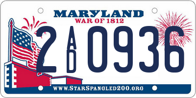 MD license plate 2AD0936