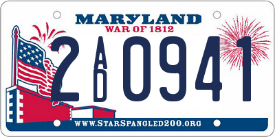 MD license plate 2AD0941