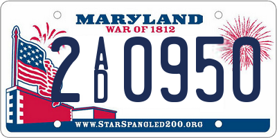 MD license plate 2AD0950