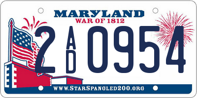 MD license plate 2AD0954