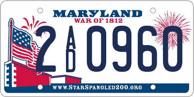 MD license plate 2AD0960