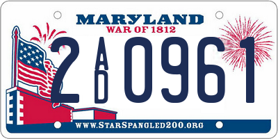 MD license plate 2AD0961