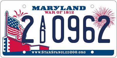 MD license plate 2AD0962